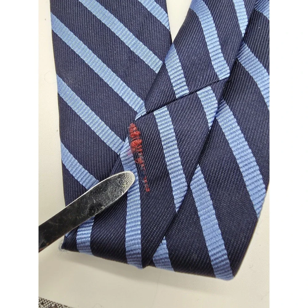 Tommy Hilfiger 100% Silk Necktie Striped Blue Tie 57